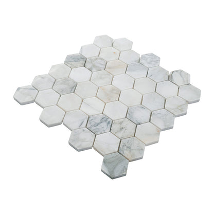 Calacatta Cressa 2” Hexagon Mosaic Tile