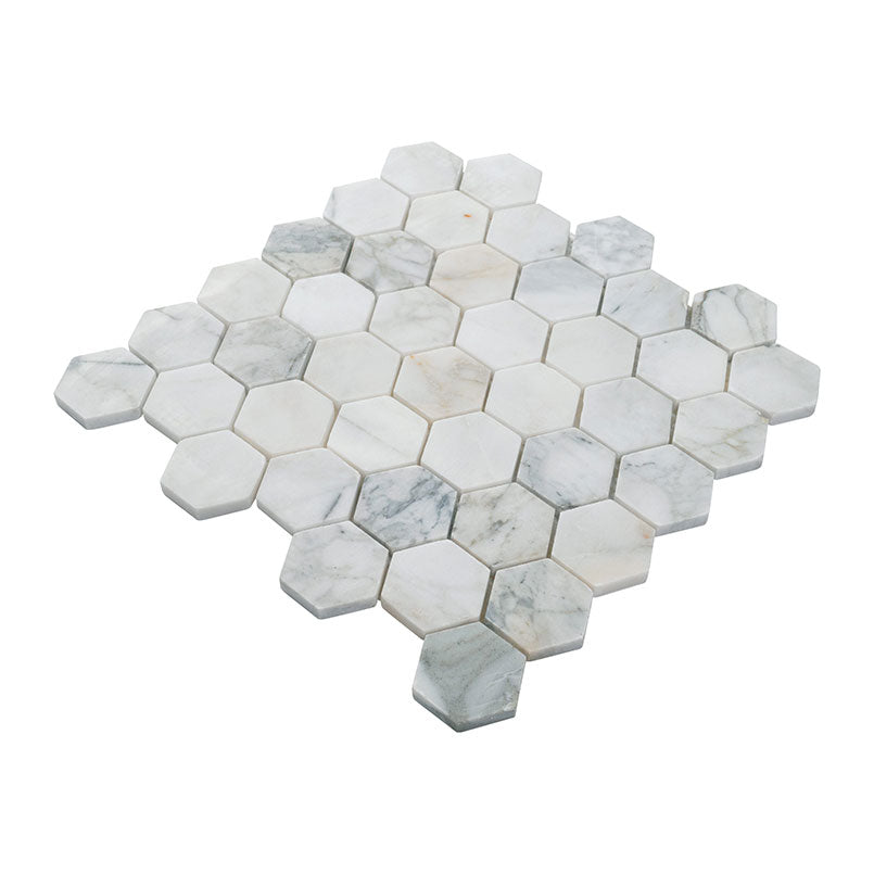 Calacatta Cressa 2” Hexagon Mosaic Tile