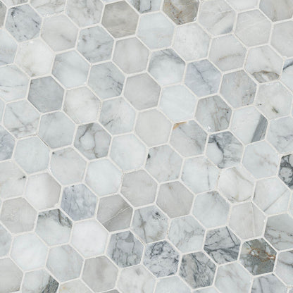 Calacatta Cressa 2” Hexagon Mosaic Tile