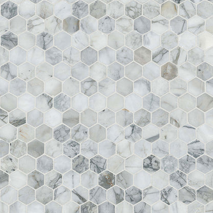 Calacatta Cressa 2” Hexagon Mosaic Tile
