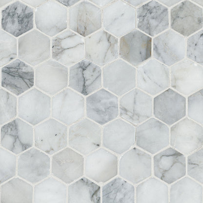 Calacatta Cressa 2” Hexagon Mosaic Tile
