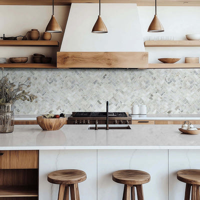 CALACATTA CRESSA HERRINGBONE MOSAIC Mosaic - Shop at Home Craft Studio | Call 