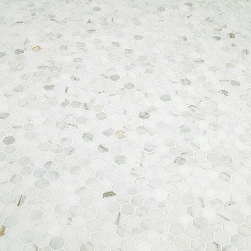 Calacatta Gold 1” Hexagon Mosaic Tile