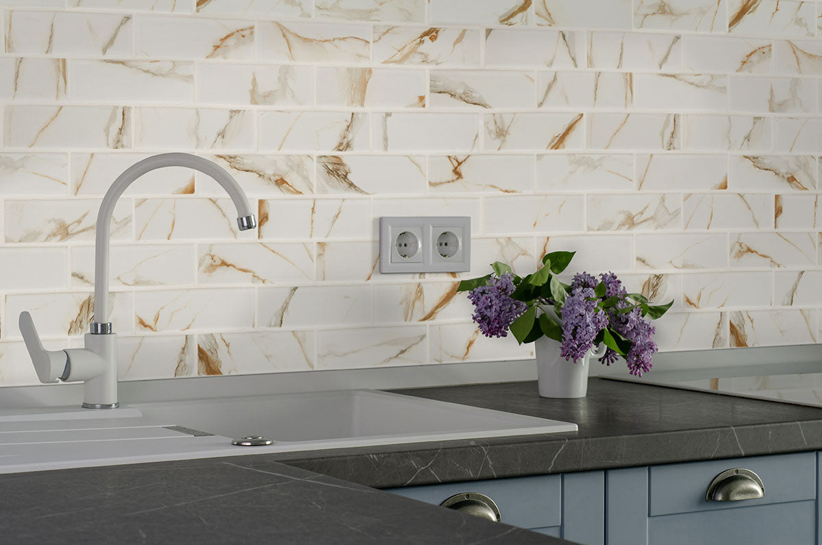 Calacatta Gold Matte Subway Tile 2x6