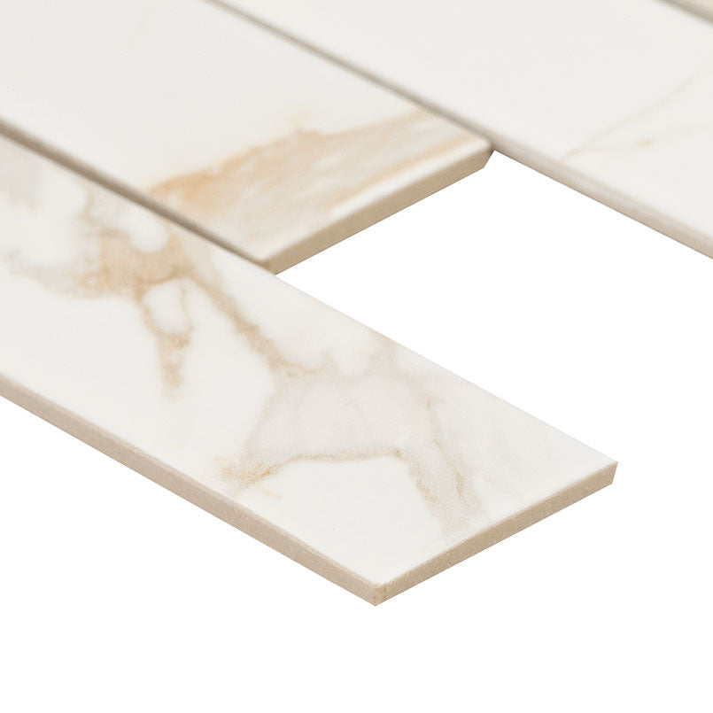 Calacatta Gold Matte Subway Tile 2x6