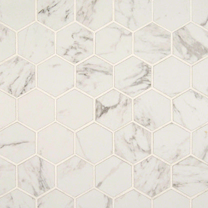 Pietra Carrara 2” Hexagon Mosaic Tile