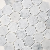 Carrara White Honed 2" Hexagon Mosaic Tile