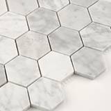 Carrara White Polished 2" Hexagon Mosaic Tile
