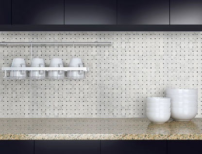 Carrara White Basketweave Pattern Honed
