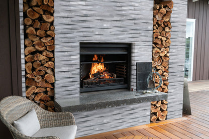 Cosmic Gray 3D Wave Stacked Stone Panels