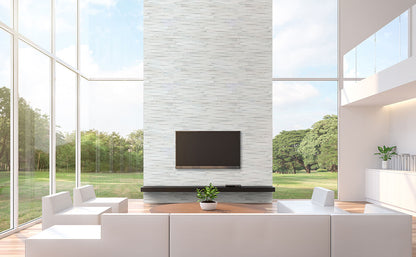 Cosmic White 3D Wave Stacked Stone Panels