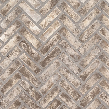 Doverton Gray Clay Brick Herringbone 2.25x7.5x0.5