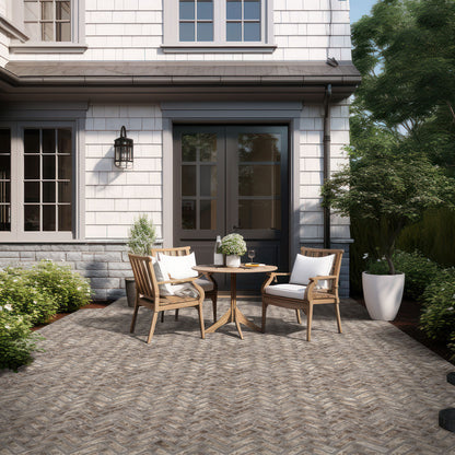 Doverton Gray Clay Brick Herringbone 2.25x7.5x0.5