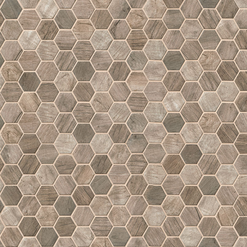 Driftwood Hexagon Mosaic Tile