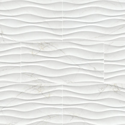 Dymo Calacatta Wavy White 12x24 Glossy