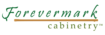 Forevermark cabinetry logo with green text on a black background