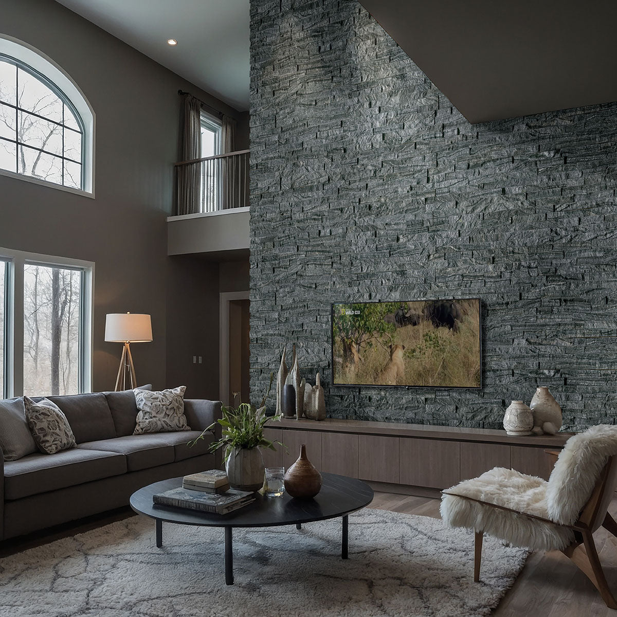 RockMount™ Stacked Stone Panels - Glacial Black