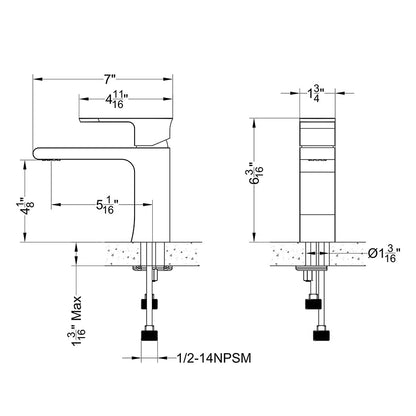 GR16255 Single Hole Basin Faucet (Brushed Nickel)