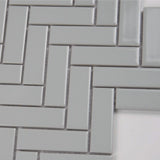 Gray Glossy Herringbone Mosaic