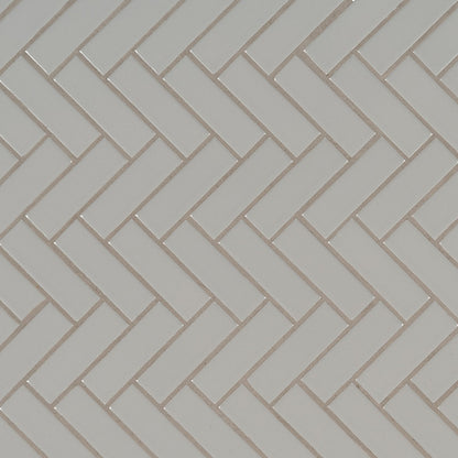 Gray Glossy Herringbone Mosaic