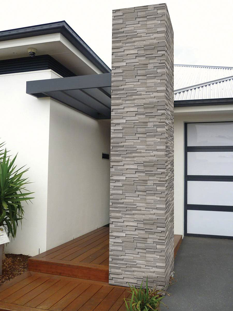 RockMount™ Stacked Stone Panels - Gray Oak 3D Honed