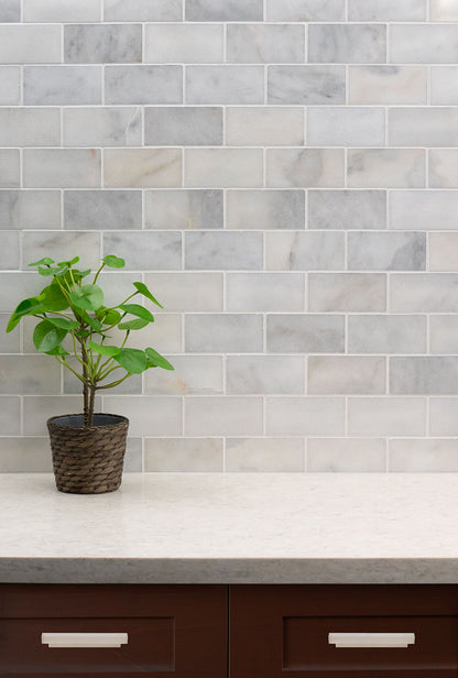 Greecian White Marble Subway Tile 3x6
