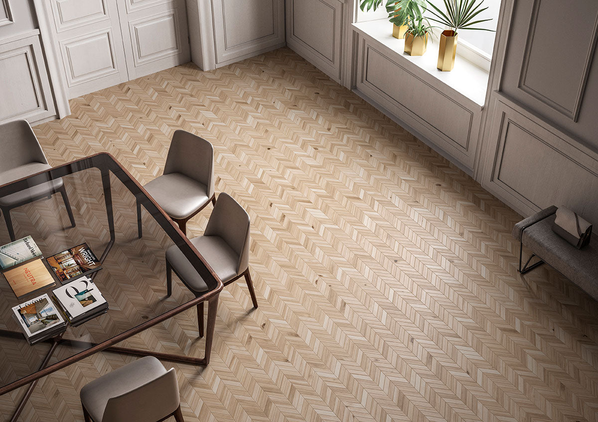 Havenwood Beige Chevron Mosaic 12x15
