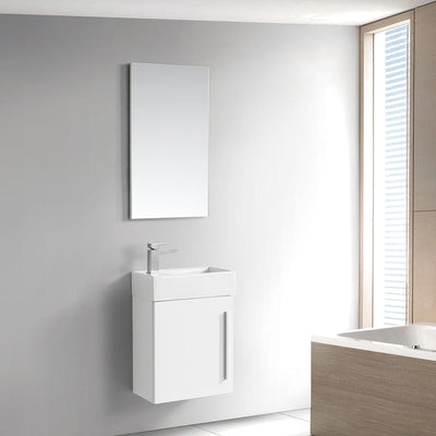18" V9001 Libra Wall Hung Vanity with Ceramic Sink (Glossy White) bathroom vanities - Shop at Home Craft Studio - 1