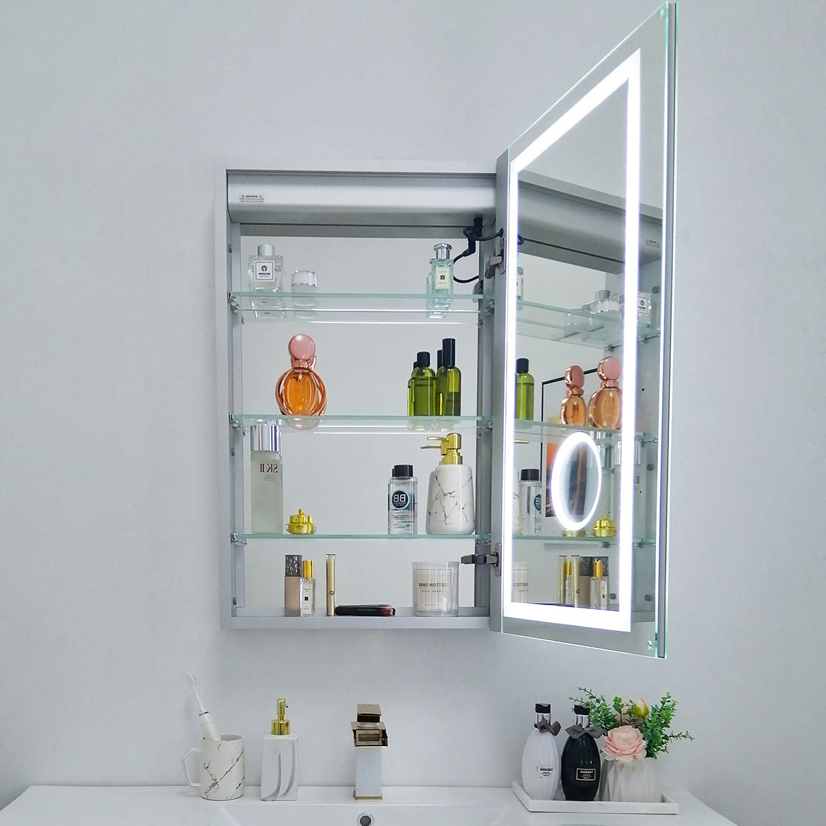 20" LED Ana Medicine Cabinet (Surface Mount/Recessed) (Left Hinge) led medicine cabinet - Shop at Home Craft Studio - 12