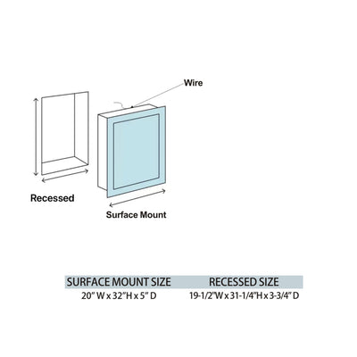 20" LED Model 3 Medicine Cabinets (Surface Mount/Recessed) Tempered Mirror 5X Stronger, Temperature Clock mirror - Shop at Home Craft Studio - 5