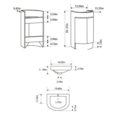 20" V9020 Series Vanity & Ceramic Sink (Matte White) bathroom vanities - Shop at Home Craft Studio - 5