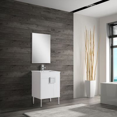 24" V9003 Vanity with Ceramic Sink (Glossy White) bathroom vanities - Shop at Home Craft Studio - 3
