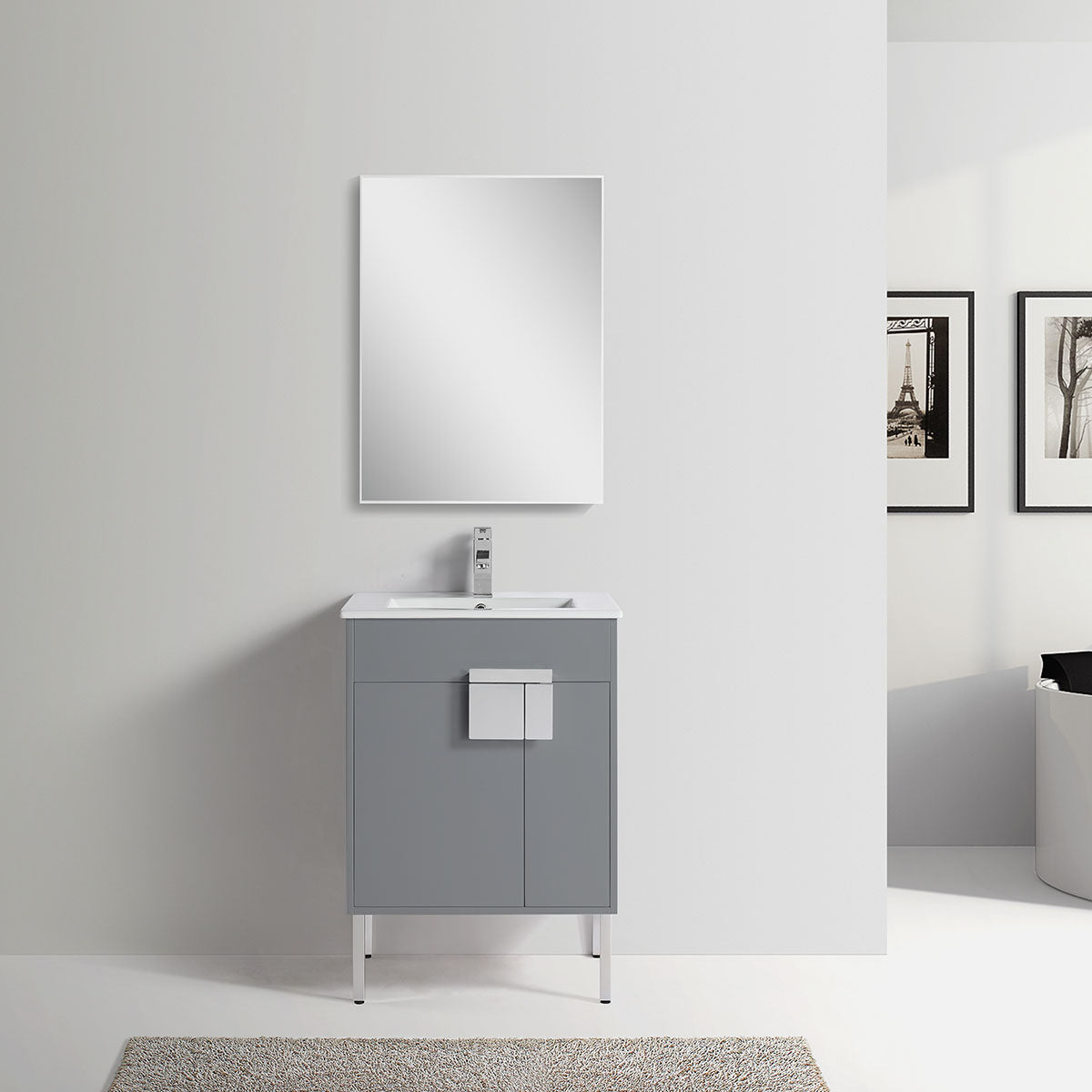 24" V9003 Vanity with Ceramic Sink (Matte Grey) bathroom vanities - Shop at Home Craft Studio - 1