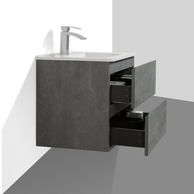24" V9005 Angela Wall Hung Vanity & Ceramic Sink (Cement Grey) bathroom vanities - Shop at Home Craft Studio - 5