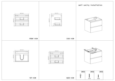 24" V9005 Angela Wall Hung Vanity & Ceramic Sink (Cement Grey) bathroom vanities - Shop at Home Craft Studio - 11