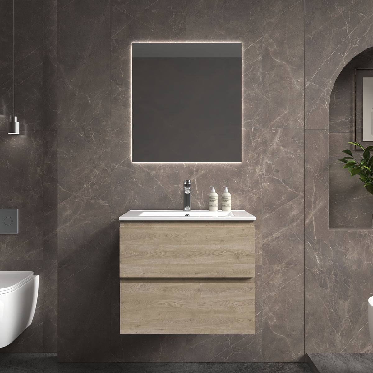 24" V9005 Angela Wall Hung Vanity & Ceramic Sink (E.oak) bathroom vanities - Shop at Home Craft Studio - 1