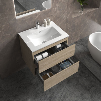 24" V9005 Angela Wall Hung Vanity & Ceramic Sink (E.oak) bathroom vanities - Shop at Home Craft Studio - 4