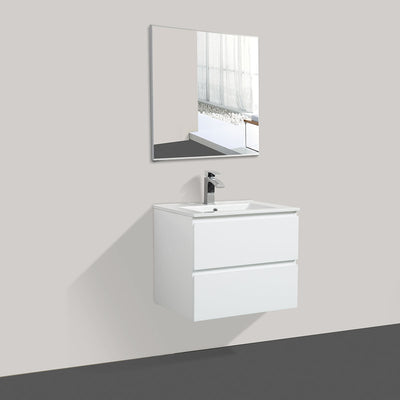 24" V9005 Angela Wall Hung Vanity & Ceramic Sink (Glossy White）  - Shop at Home Craft Studio - 2