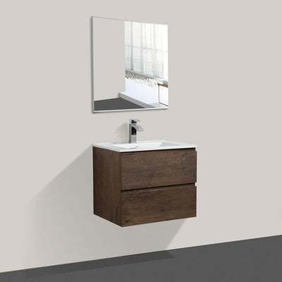 24"  V9005 Angela Wall Hung Vanity & Ceramic Sink (Rose Wood) bathroom vanities - Shop at Home Craft Studio - 2