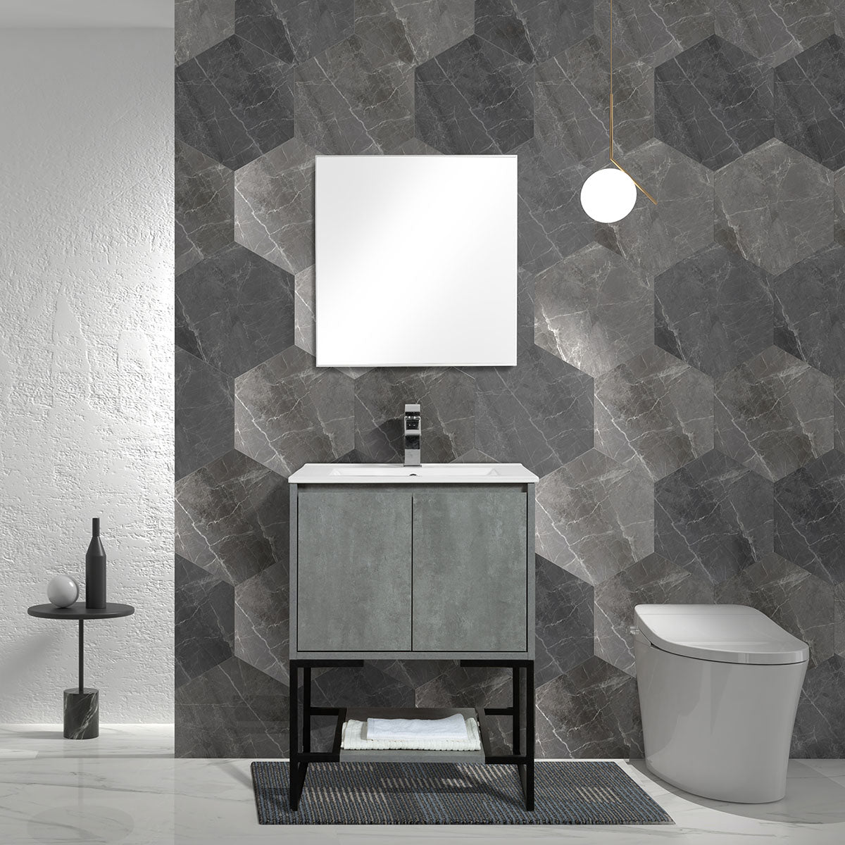 24" V9006 Allen Vanity with Ceramic Sink (Cement Grey) vanity - Shop at Home Craft Studio - 1