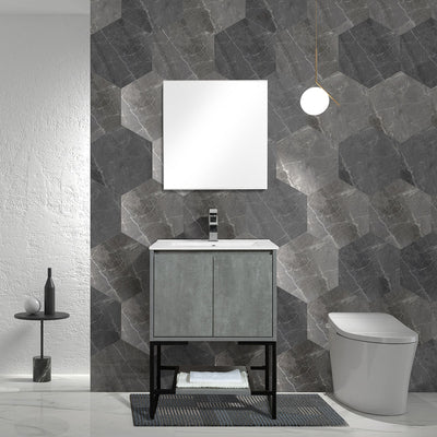 24" V9006 Allen Vanity with Ceramic Sink (Cement Grey) vanity - Shop at Home Craft Studio - 1