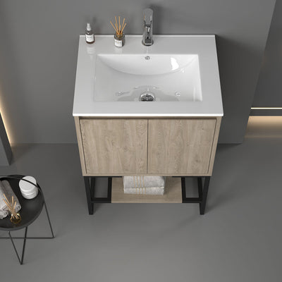24" V9006 Allen Vanity with Ceramic Sink (E.Oak) vanity - Shop at Home Craft Studio - 3