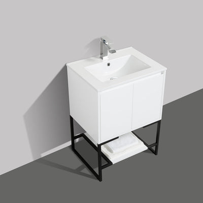 24" V9006 Allen Vanity with Ceramic Sink (Glossy White)  - Shop at Home Craft Studio - 2