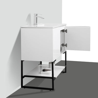 24" V9006 Allen Vanity with Ceramic Sink (Glossy White)  - Shop at Home Craft Studio - 7
