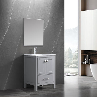 24" V9008 Vanity & Quartz Countertop Combo (Matte Grey) bathroom vanities - Shop at Home Craft Studio - 1