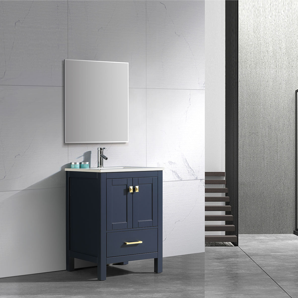 24" V9008 Vanity & Quartz Countertop Combo (Royal Blue) bathroom vanities - Shop at Home Craft Studio - 1