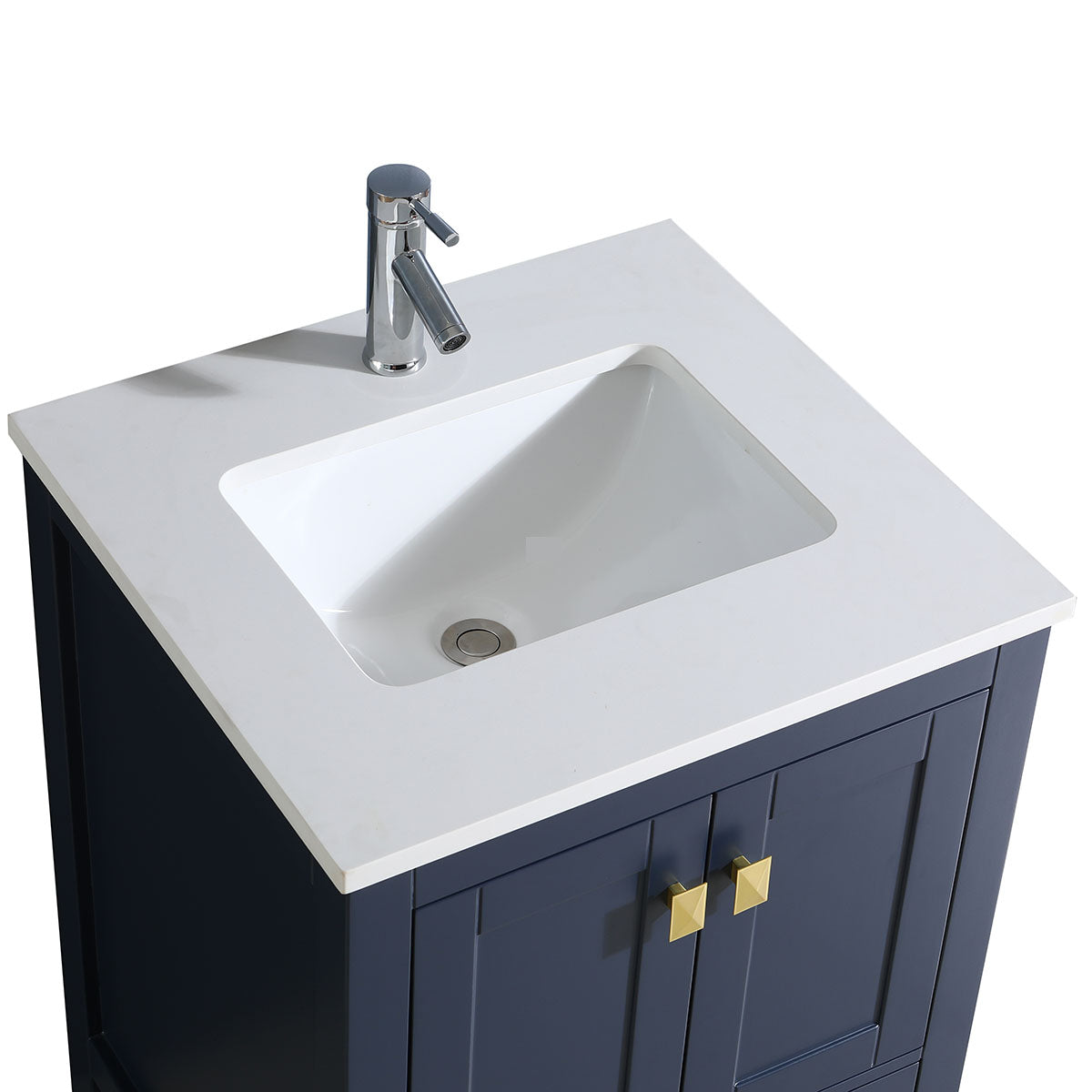 24" V9008 Vanity & Quartz Countertop Combo (Royal Blue) bathroom vanities - Shop at Home Craft Studio - 3