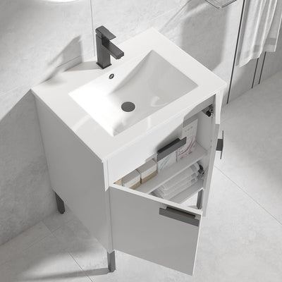 24"  V9010 Vanity & Ceramic Sink (Glossy White) bathroom vanities - Shop at Home Craft Studio - 2