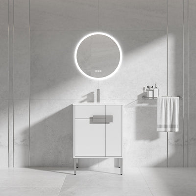 24"  V9010 Vanity & Ceramic Sink (Glossy White) bathroom vanities - Shop at Home Craft Studio - 3