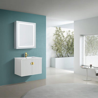 24" V9012 Wall Hung Vanity & Ceramic Sink (Glossy White） bathroom vanities - Shop at Home Craft Studio - 2